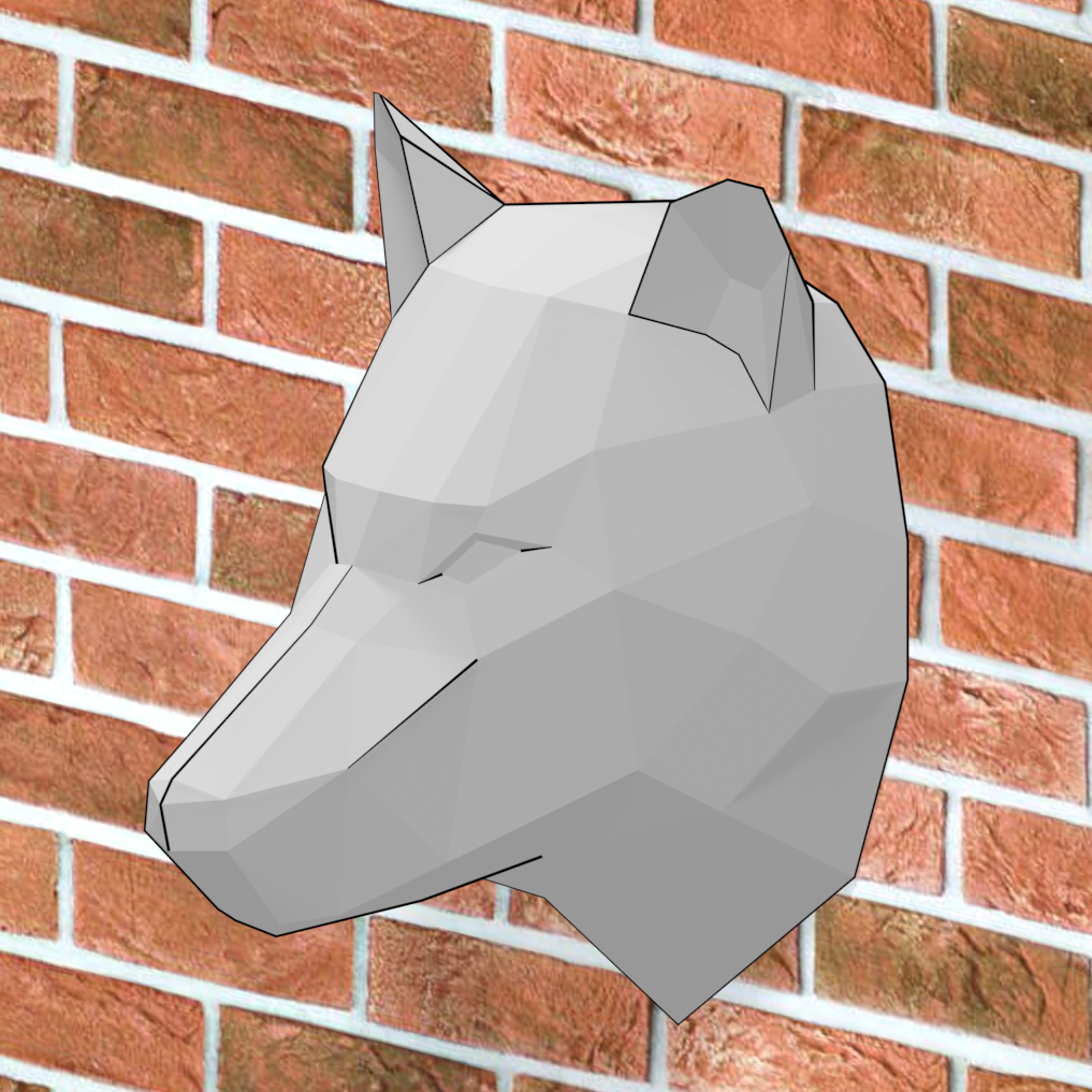 D papercraft model of grey wolf head trophy free printable papercraft templates