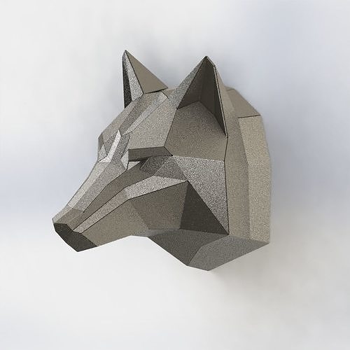Model polygon wolf head sheet metal d model d model