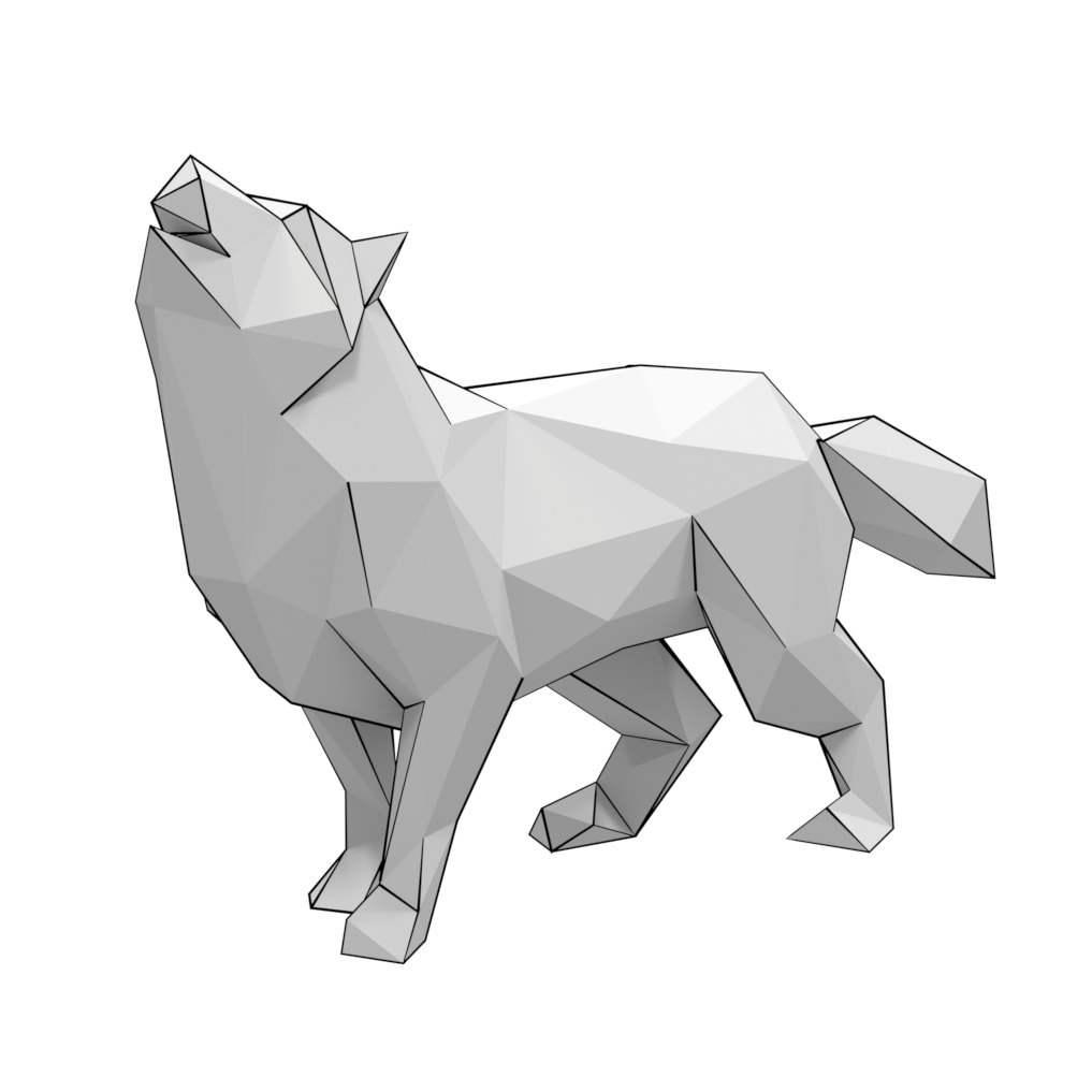 D papercraft model of wolf howling free printable papercraft templates