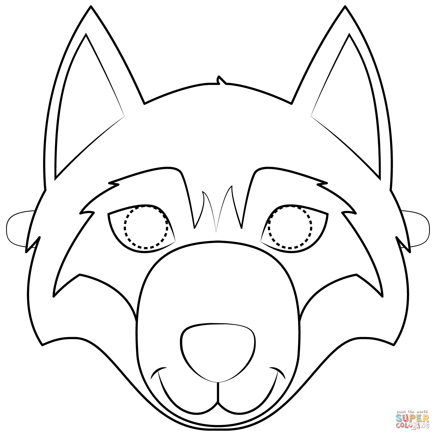 Wolf mask coloring page free printable coloring pages