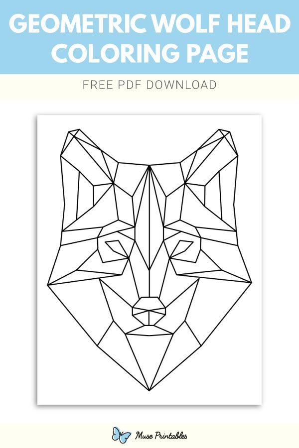Free geometric wolf head coloring page geometric wolf geometric art animal coloring pages