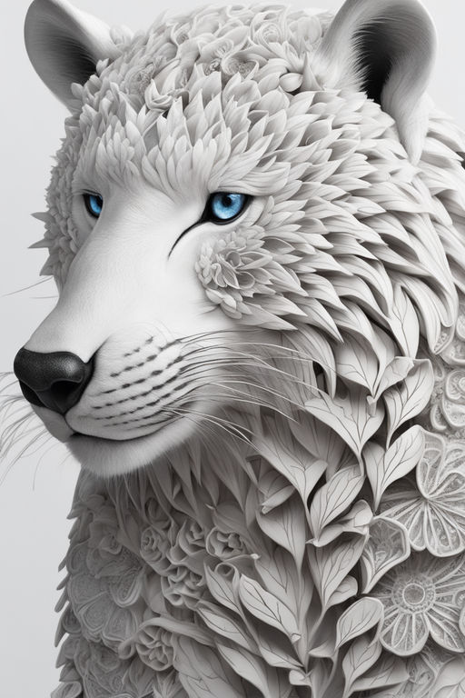 Portrait of a wolf fractals in grey