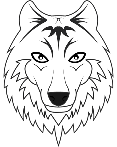 Tribal wolf head coloring page free printable coloring pages