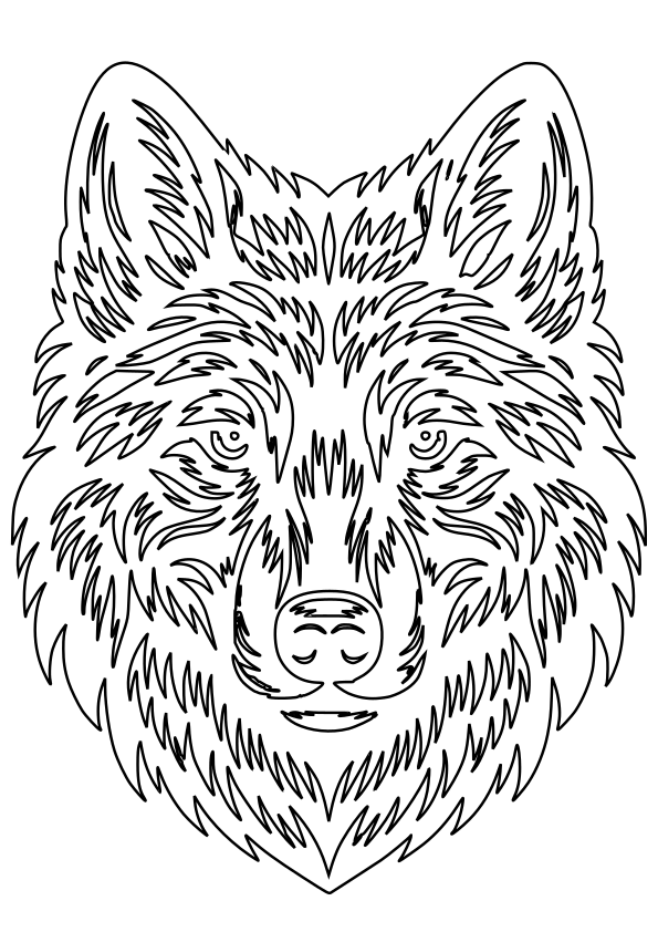 Wolf face drawing for coloring page free printable nurieworld