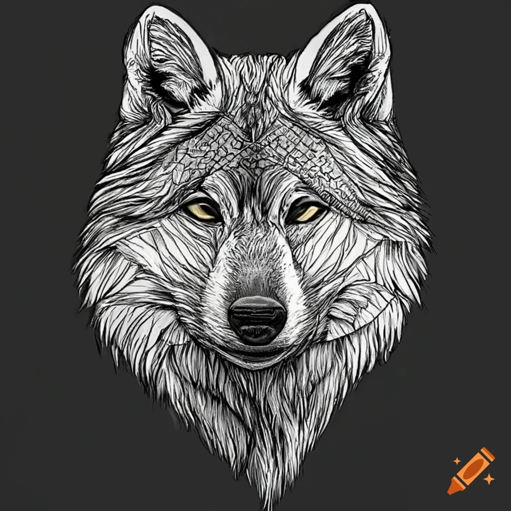 Coloring book wolf head on