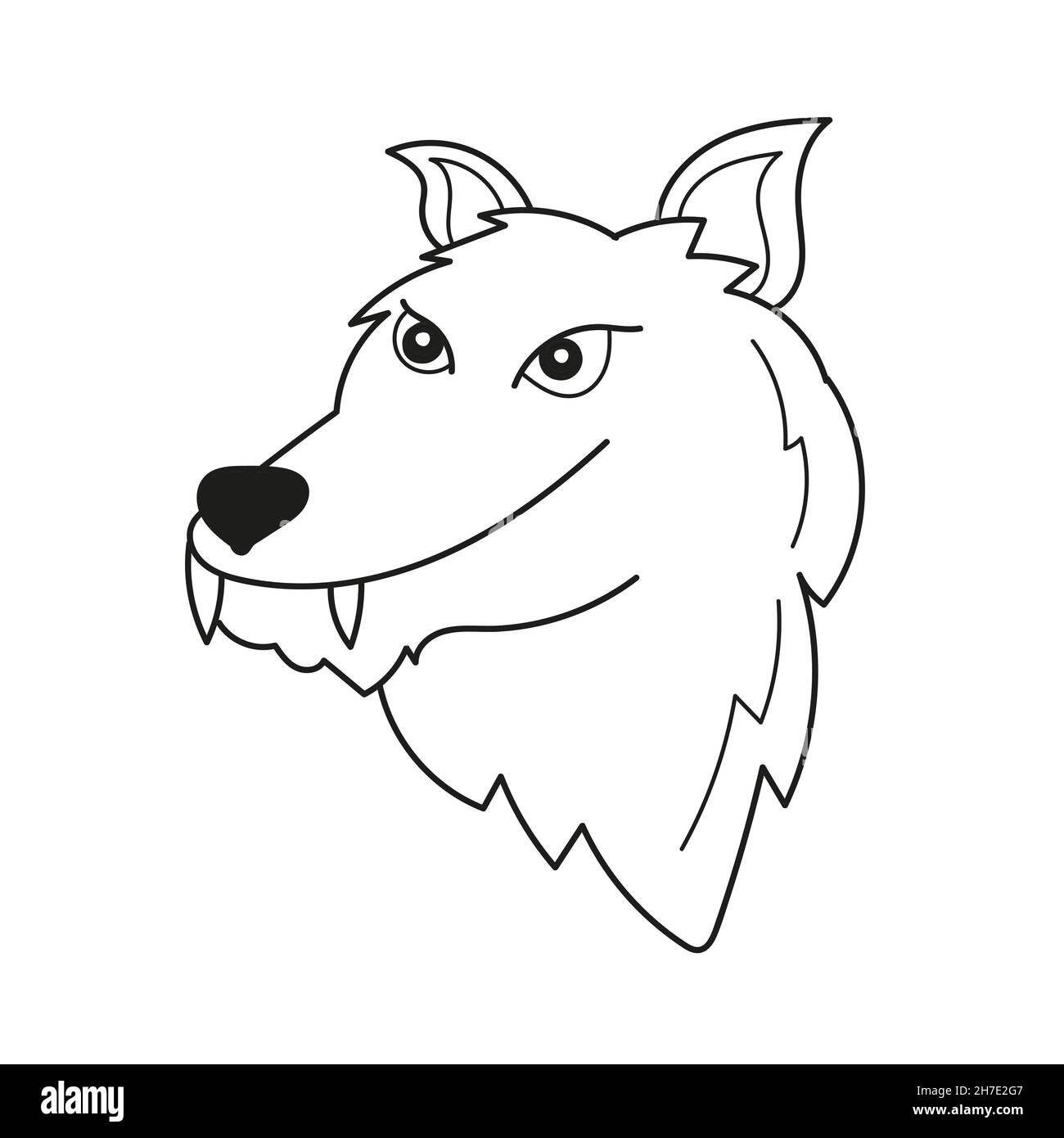 Simple coloring page wolf head to be colored the coloring book for preschool kids with easy educational gaming level stock vector image art