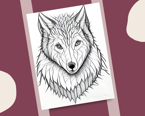 Wolves coloring pages wolf illustrations printable coloring book wolf heads digital coloring page