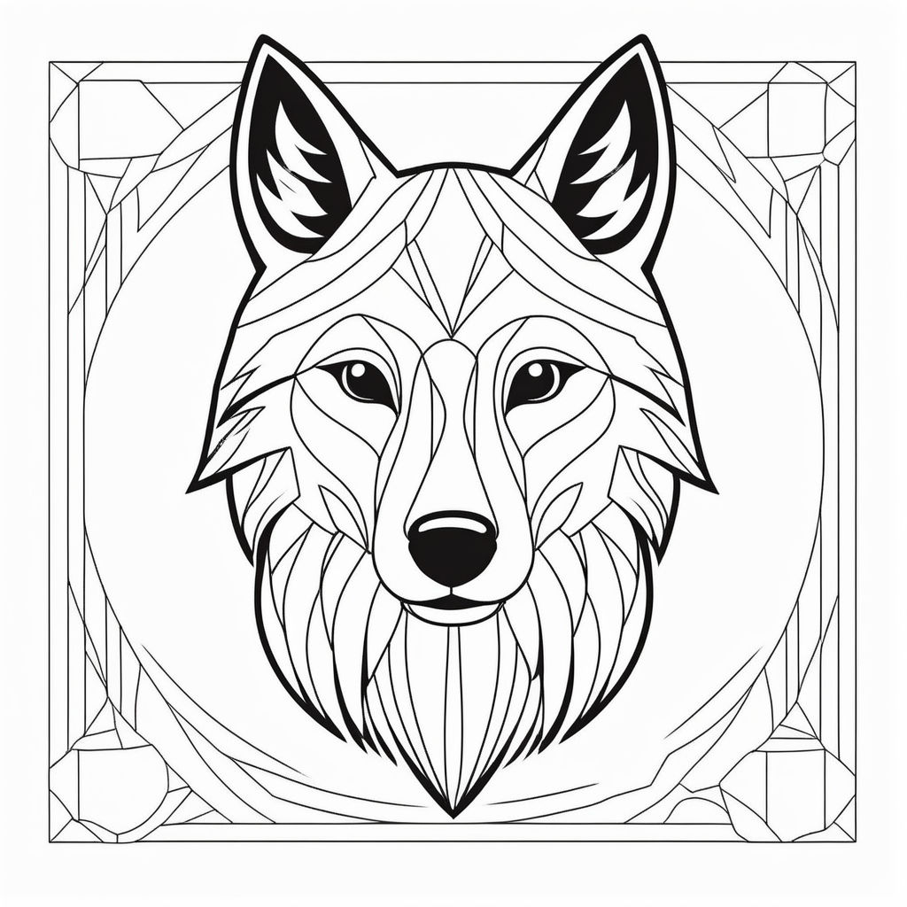 Wolf face logo line art