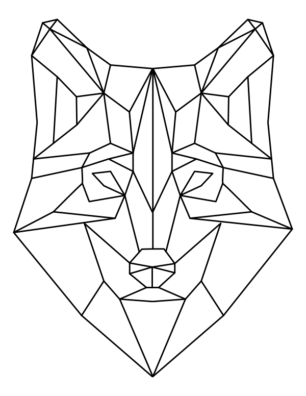 Printable geometric wolf head coloring page