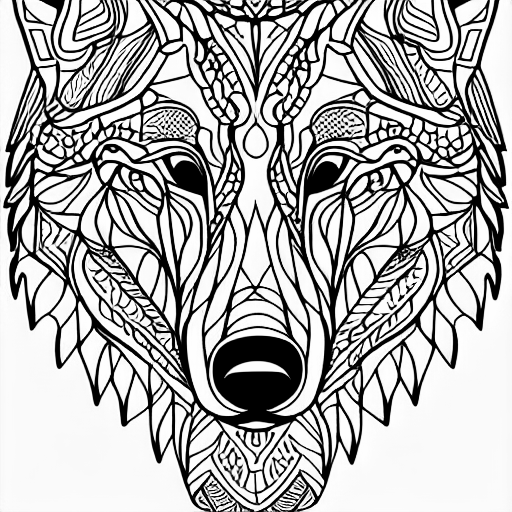 A map with the shape of a wolf coloring page color anything