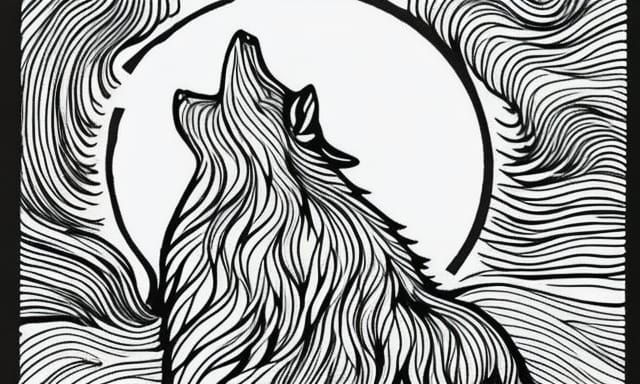 Wolf howling at the moon coloring page