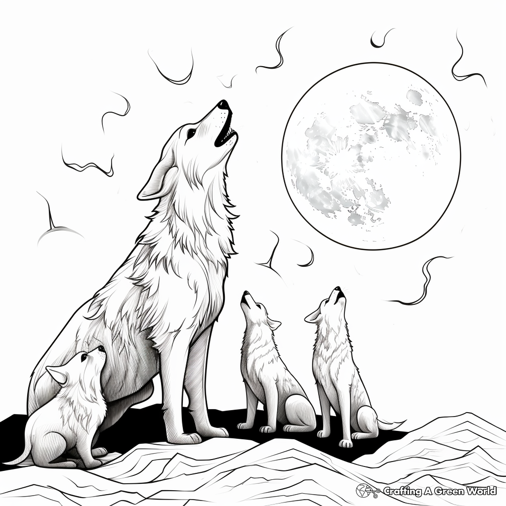 Wolf family coloring pages