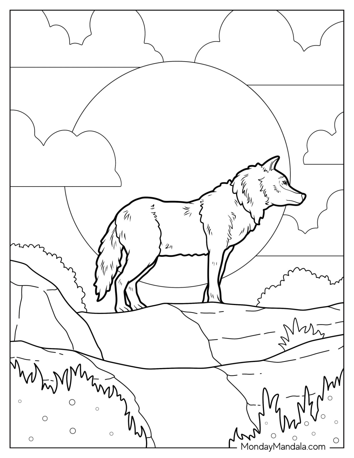 Wolf coloring pages free pdf printables