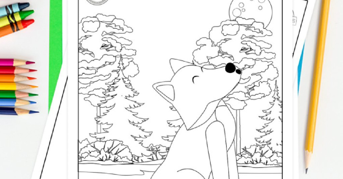 Cute wolf howling at moon coloring pages for kids kids activities blog