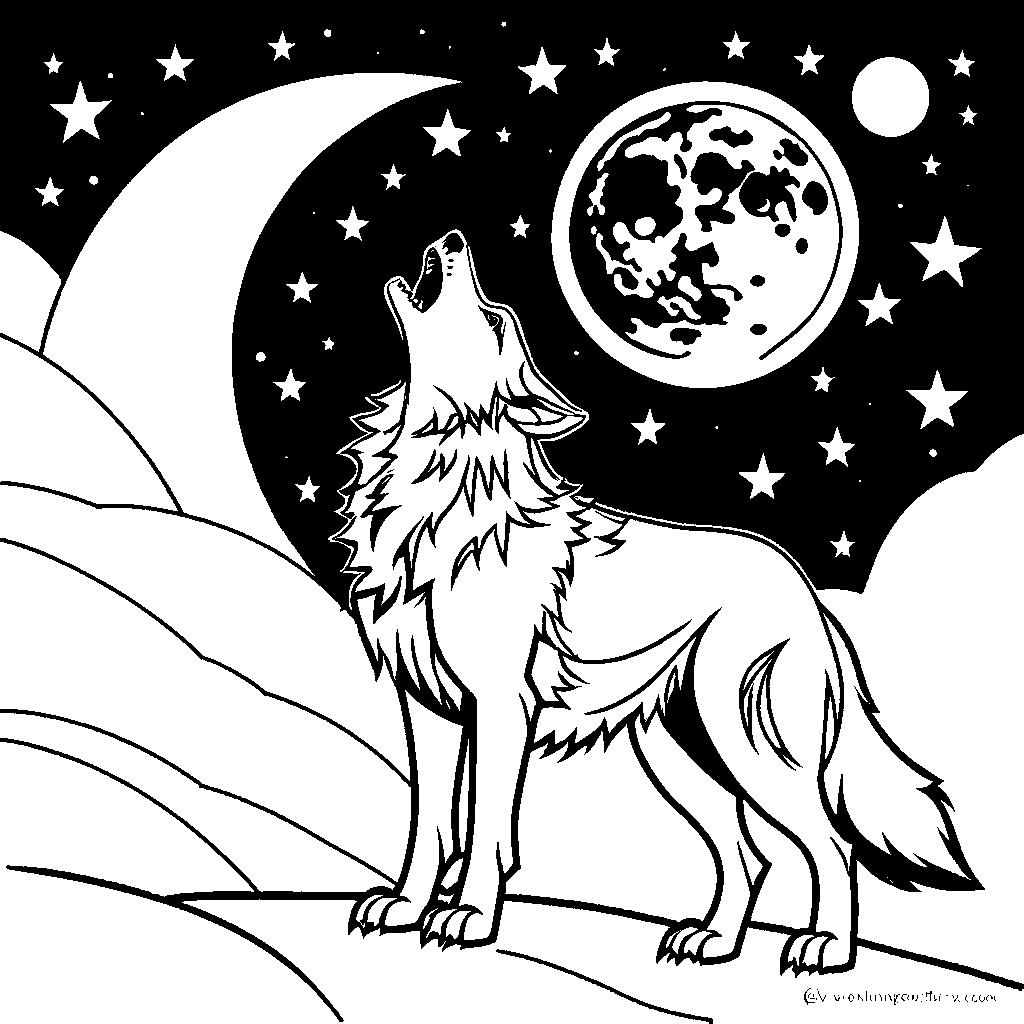 Howling wolf at the moon coloring page â lulu pages