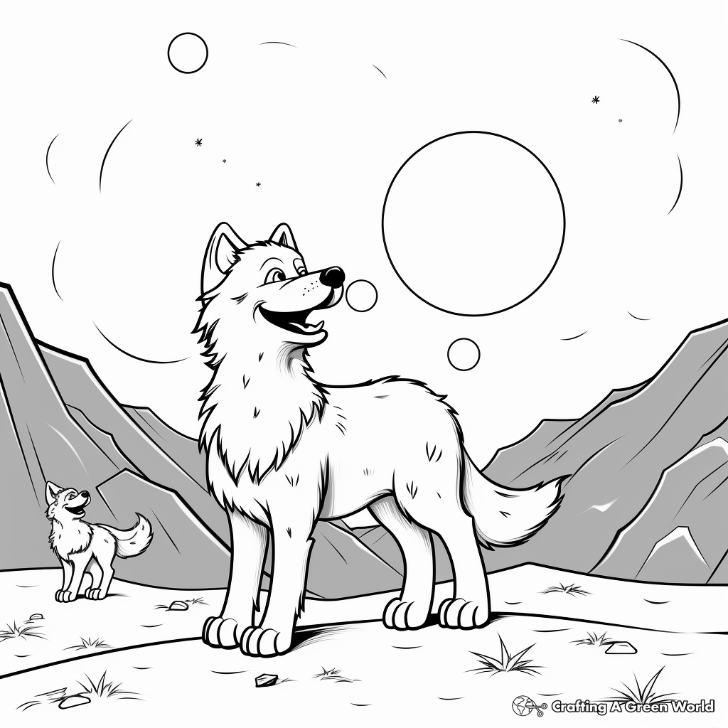 Wolf howling at the moon coloring pages