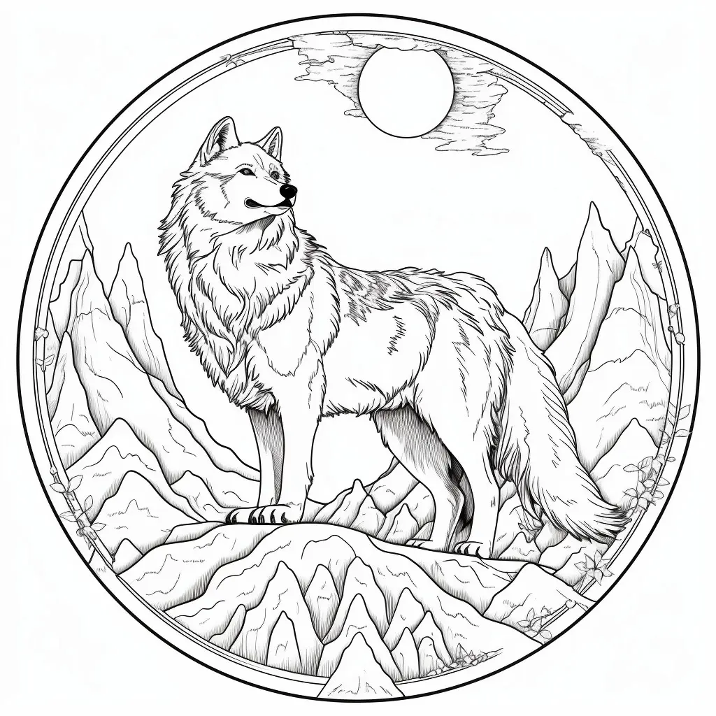 Coloring page wolf