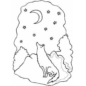 Wolf howling coloring page