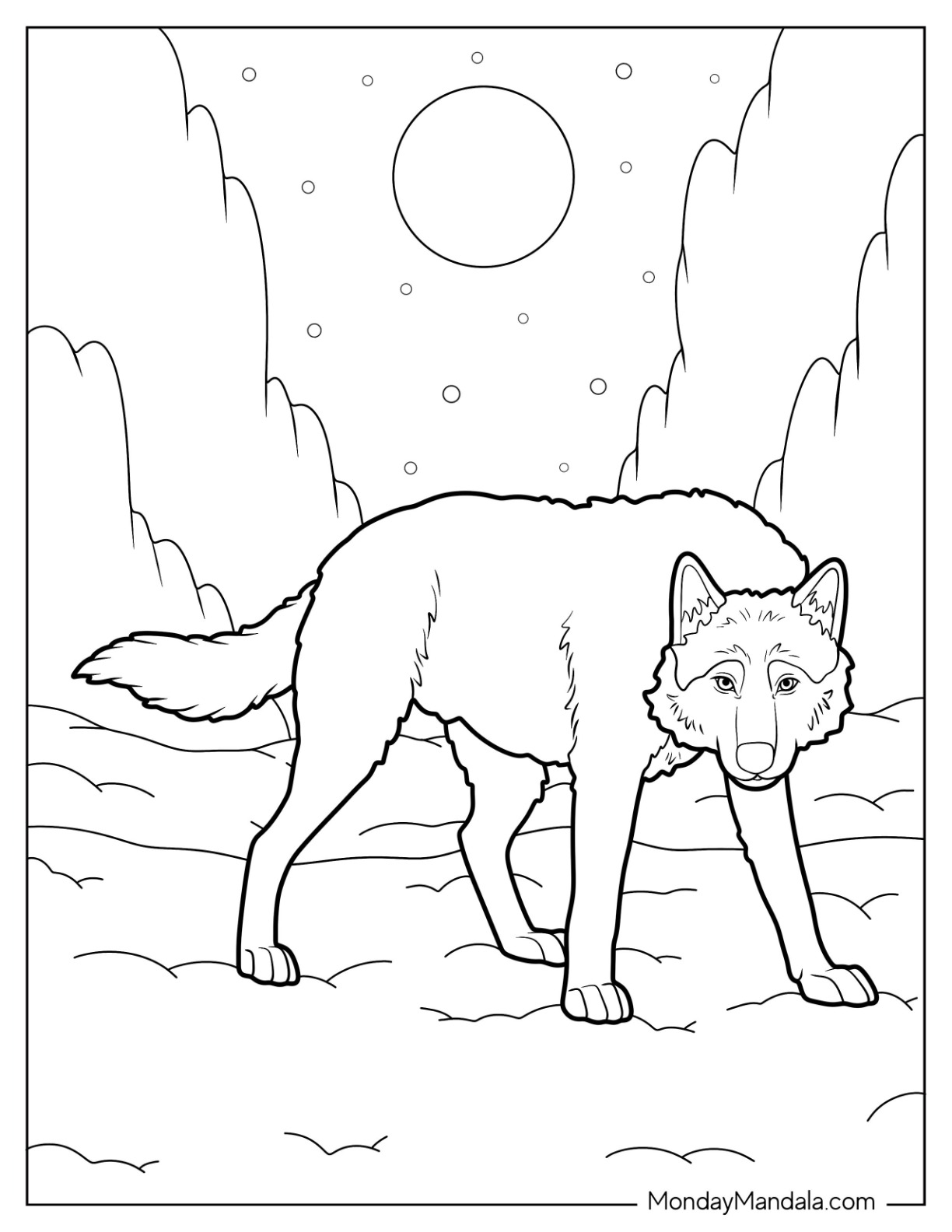 Wolf coloring pages free pdf printables