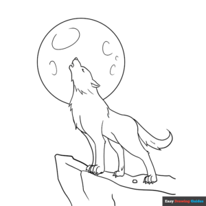 Wolf howling coloring page easy drawing guides