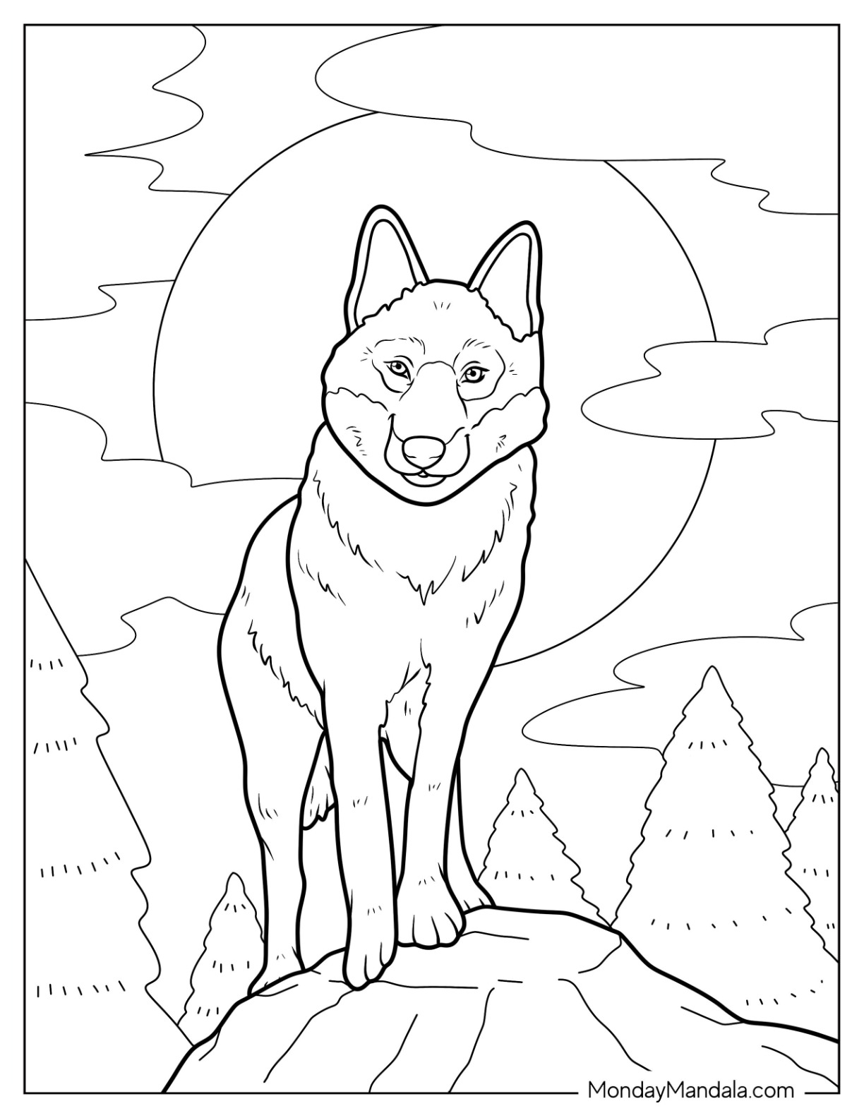 Wolf coloring pages free pdf printables