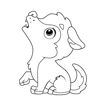 Premium vector howling wolf coloring page