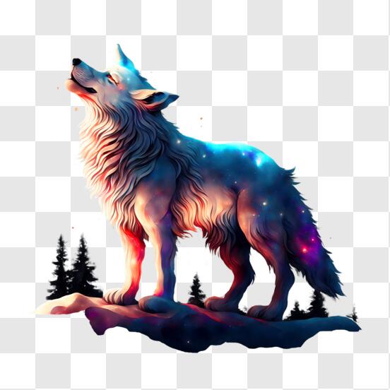 Download glowing wolf in the night png online