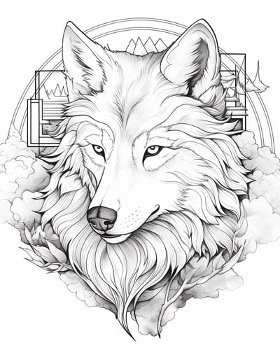 Printable wolf pages for kids and adults