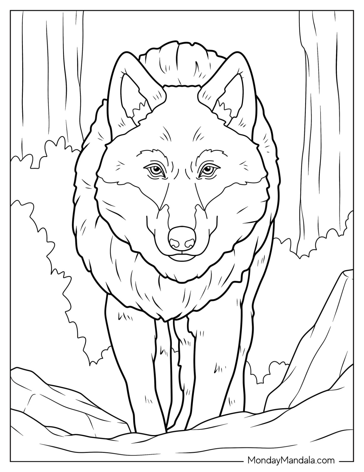 Wolf coloring pages free pdf printables