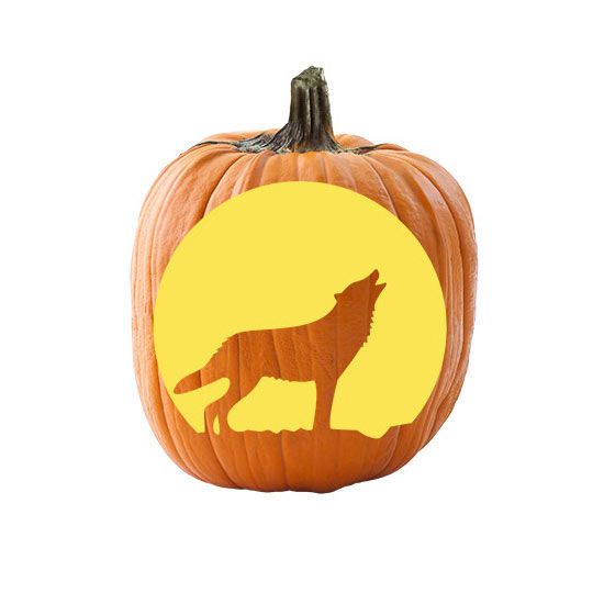 Use this howling wolf pumpkin stencil for a wild jack