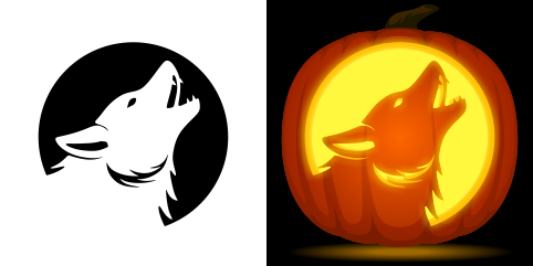 Free howling wolf pumpkin stencil