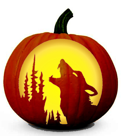 Halloween howling wolf stencil