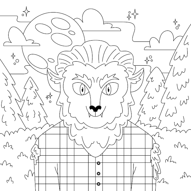 Free vector flat halloween coloring page illustration