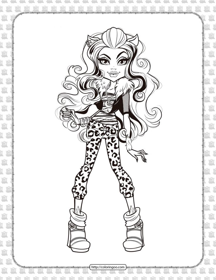 Printable monster high clawdeen wolf coloring page coloring pages monster high art monster high