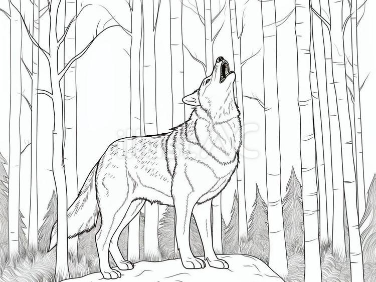 Free vectors wolf coloring book