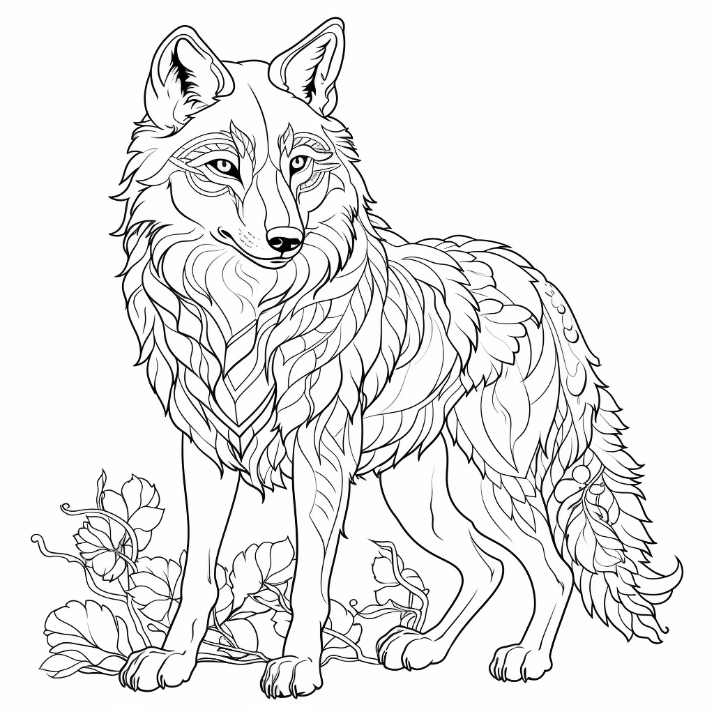 Wolf coloring pages for adults