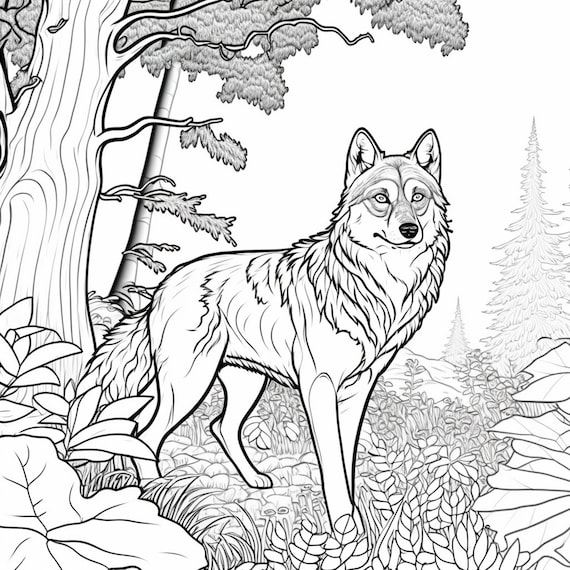 Majestic wolf coloring pages