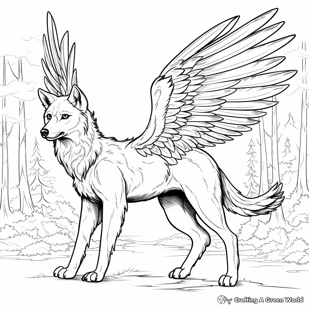 Wolves with wings coloring pages