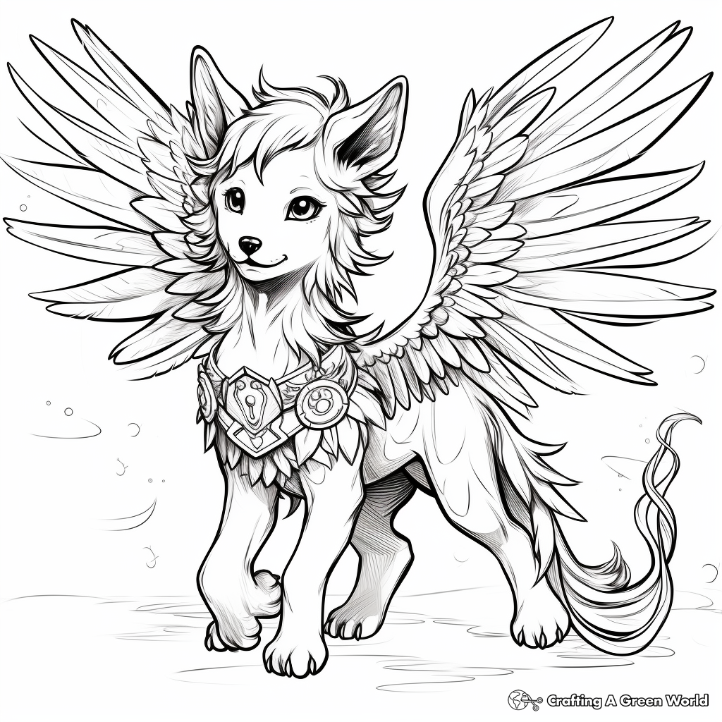 Wolves with wings coloring pages