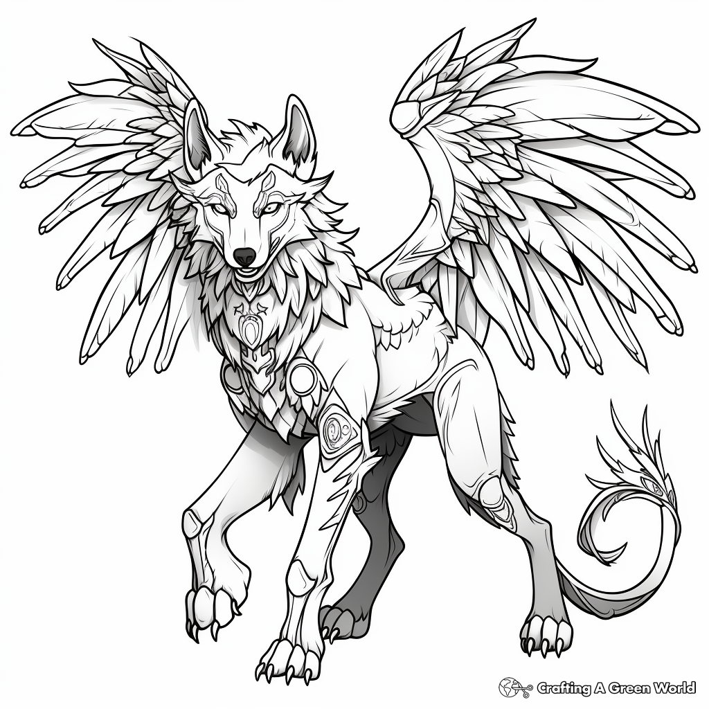 Wolves with wings coloring pages