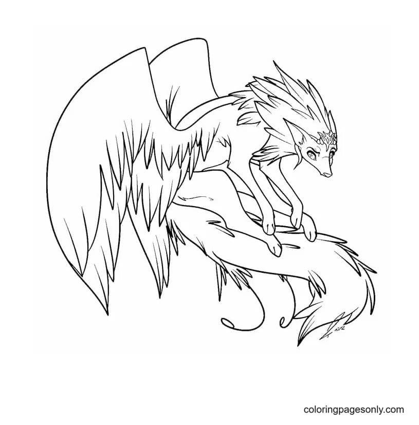 Wolf with wings coloring pages printable for free download