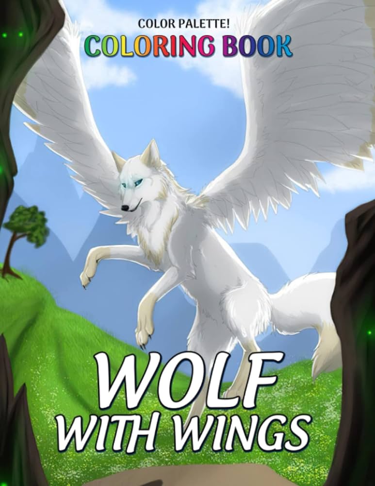 Wolf with wings coloring book magical flying wolves coloring pages for all ages to relax and stimulate creativity palette color ùøªø