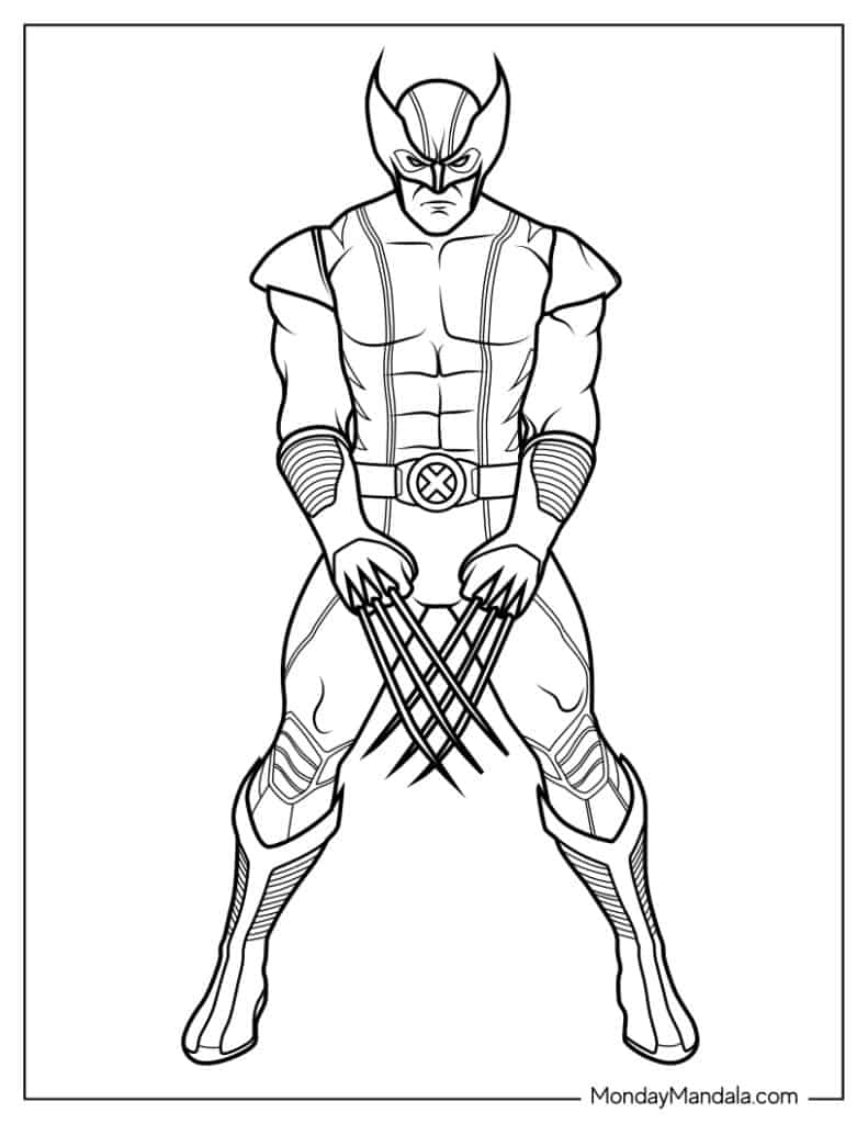 Wolverine coloring pages free pdf printables