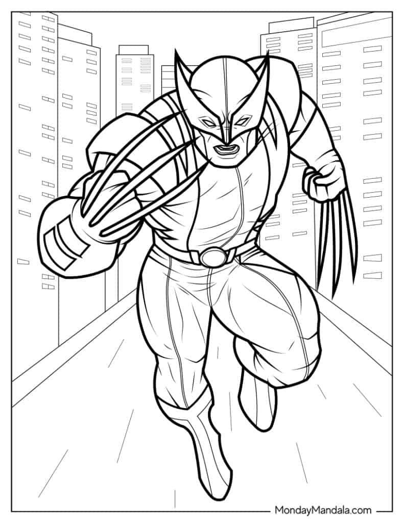 Wolverine coloring pages free pdf printables