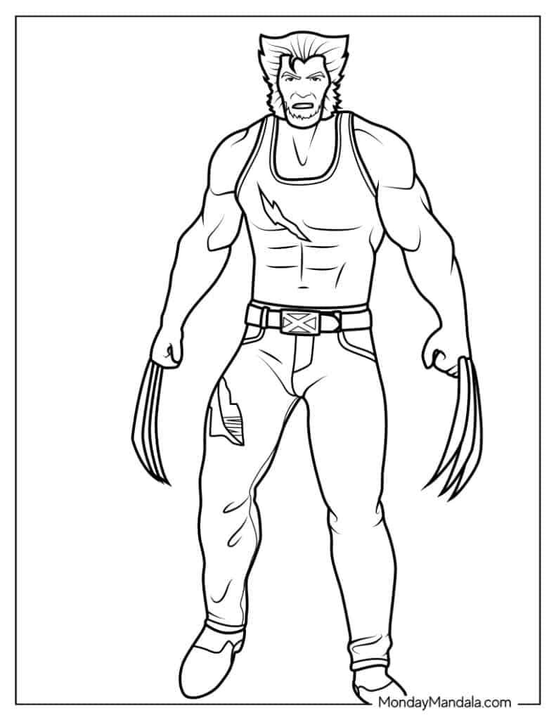 Wolverine coloring pages free pdf printables