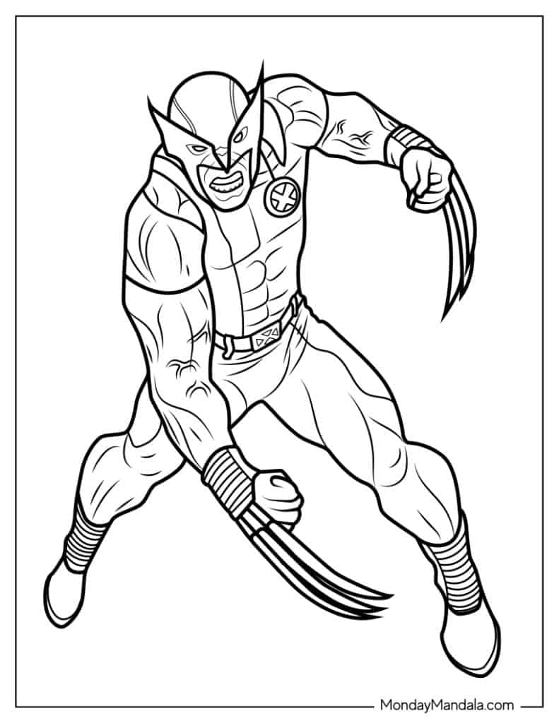 Wolverine coloring pages free pdf printables