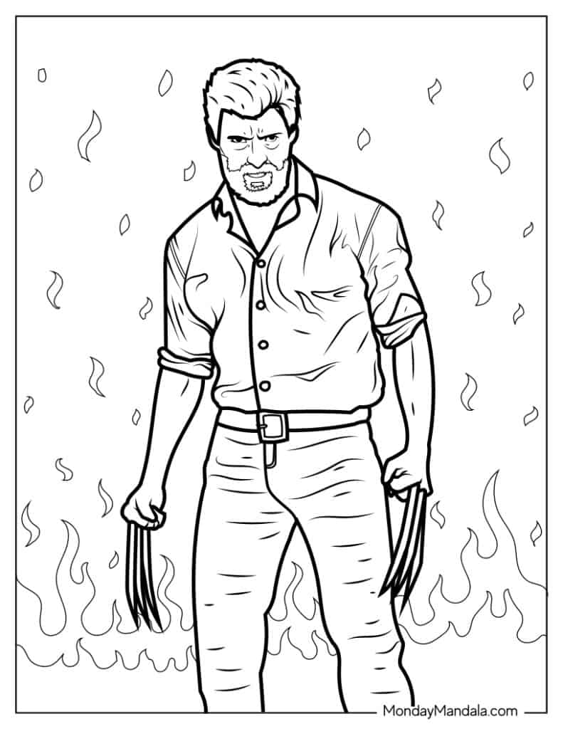 Wolverine coloring pages free pdf printables