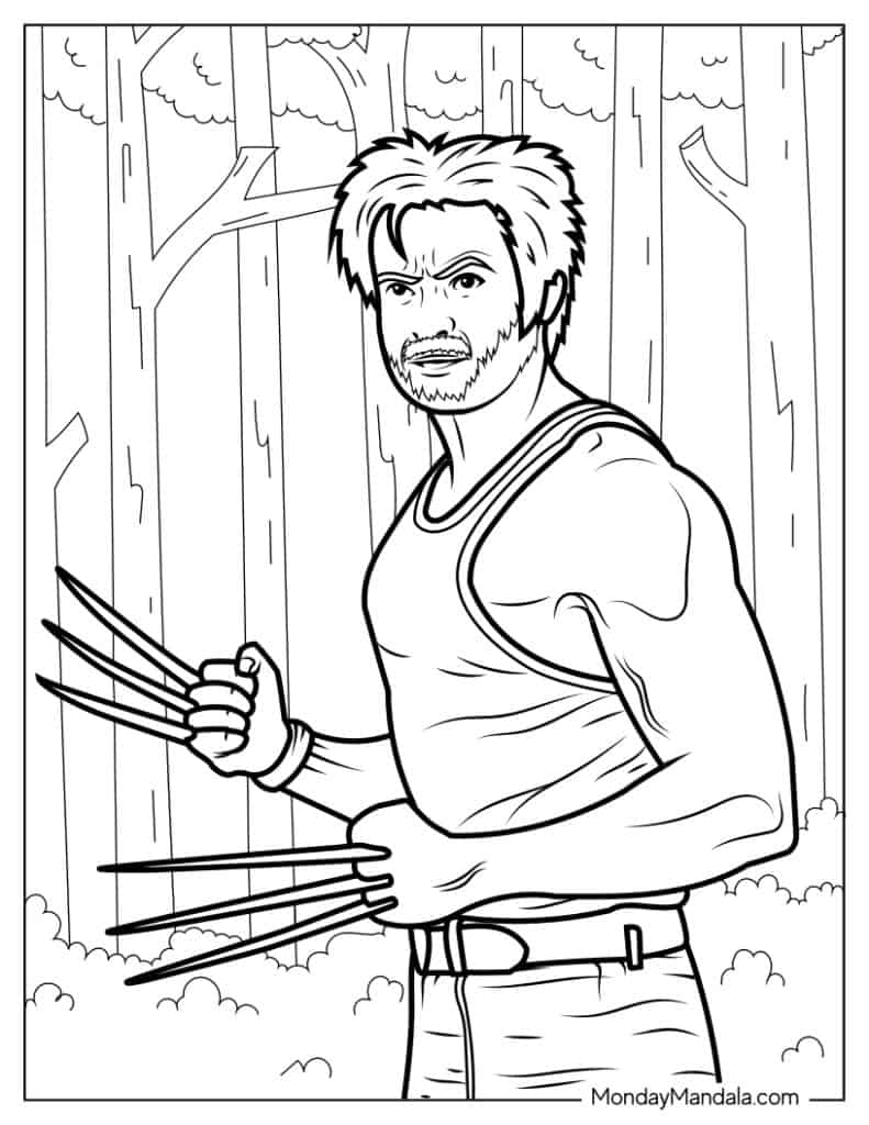 Wolverine coloring pages free pdf printables