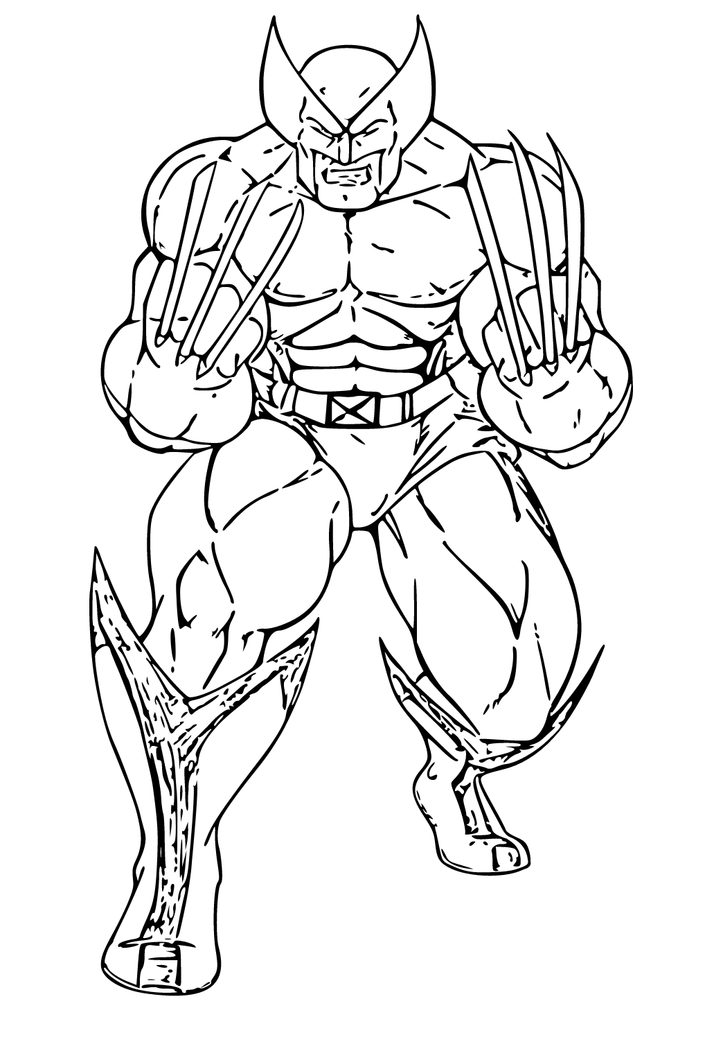 Free printable wolverine claws coloring page for adults and kids