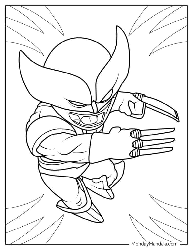 Wolverine coloring pages free pdf printables